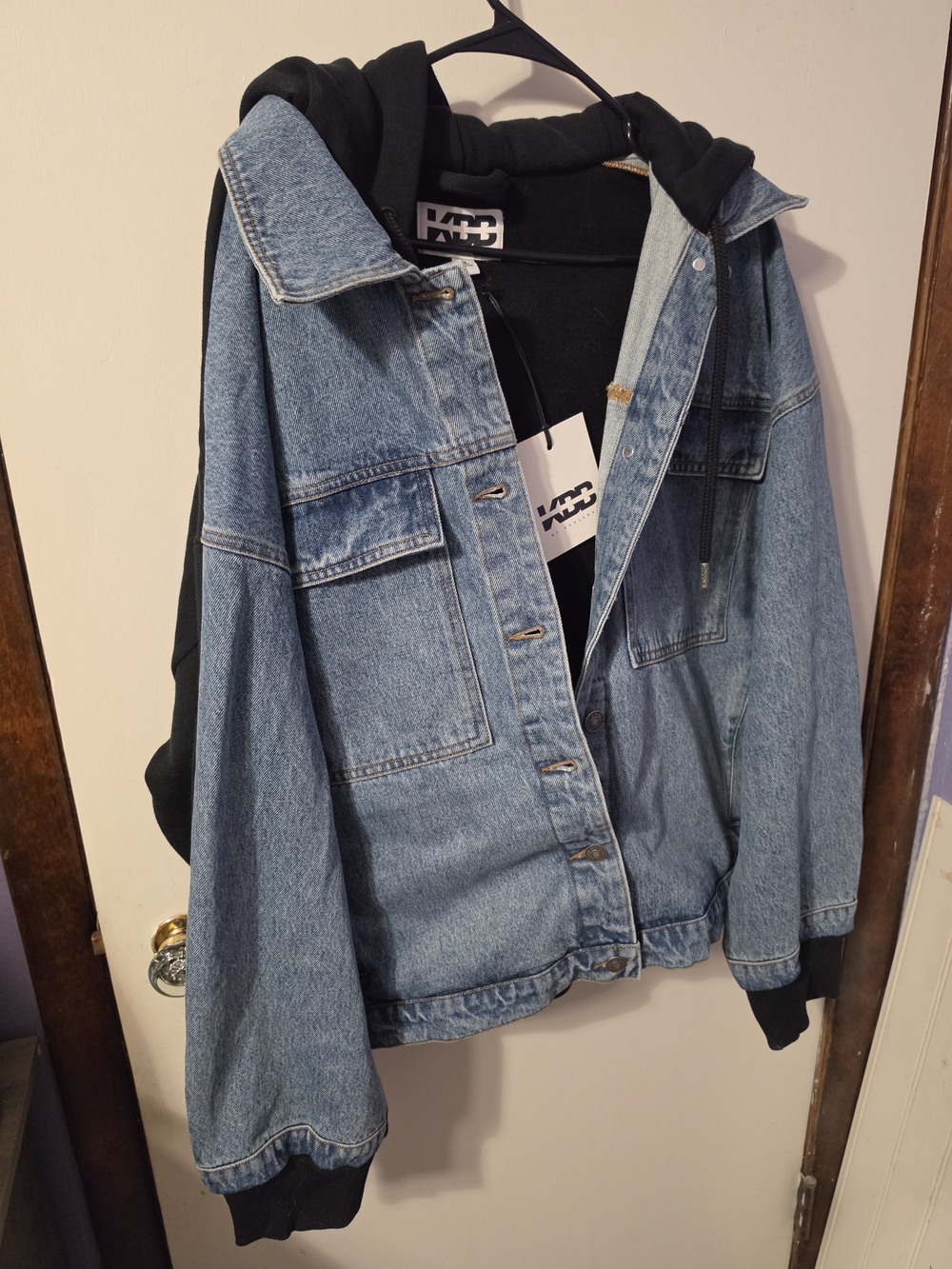 KBB by Kahlana,  Denim and Fleece Hoodie, Oversized